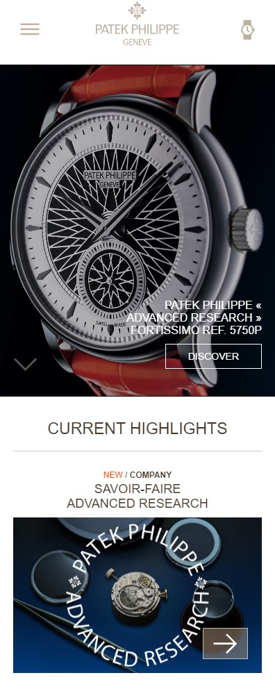 image of patek webpage